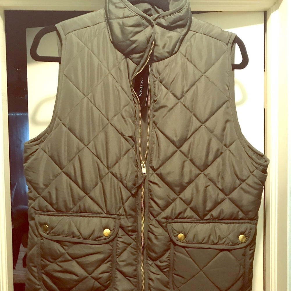 Olive green quilted vest